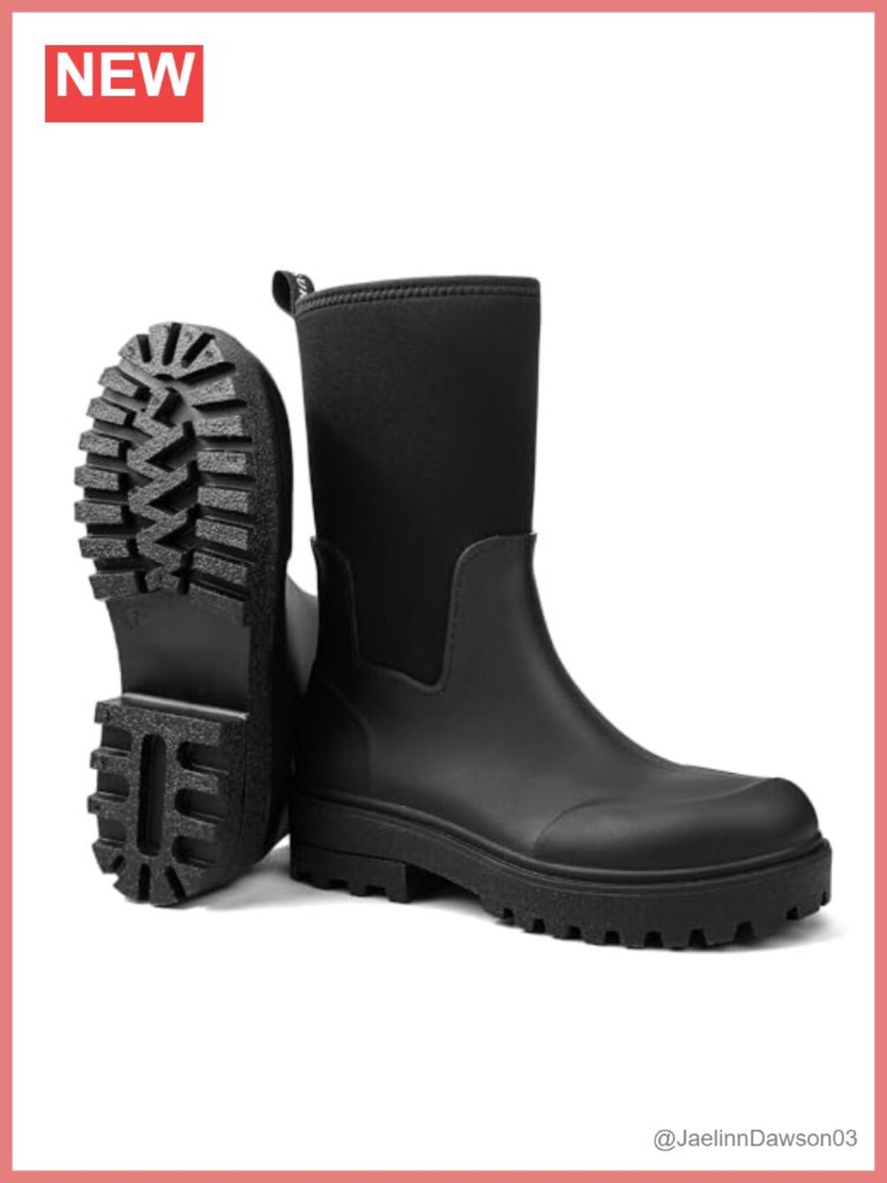 Women's Waterproof Rain Boots Mid Calf Anti-Slip Rubber Neoprene Snow Mud Shoes